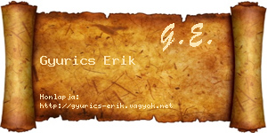 Gyurics Erik névjegykártya